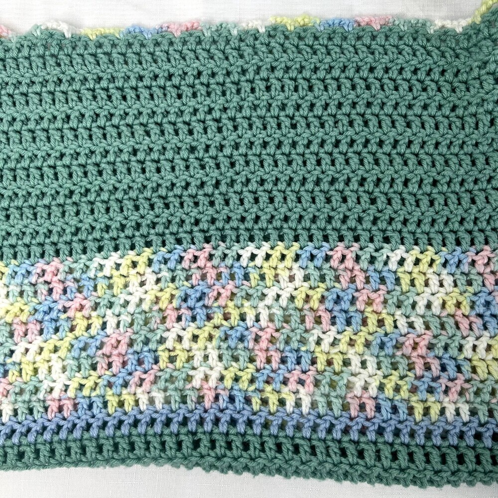 Crochet Baby Blanket 33x31 Pastel Baby Shower Gift Throw